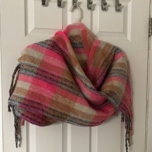 Colorful Plaid Scarf with Fringe